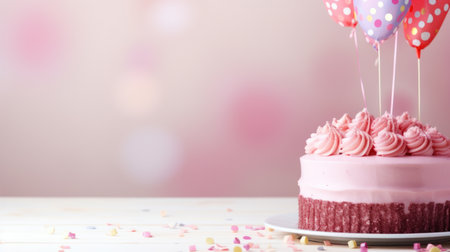 birthday cake pastel background with copy spaceの素材