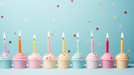 birthday candles on pastel background with copy spaceの素材