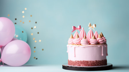birthday cake pastel background with copy spaceの素材