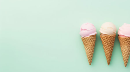 ice cream on pastel background with copy spaceの素材