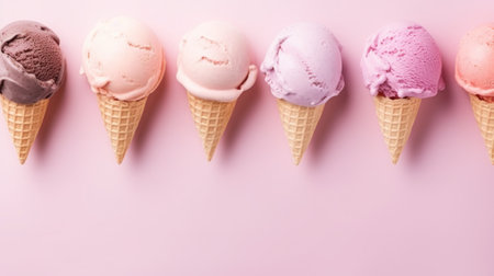 ice cream on pastel background with copy spaceの素材