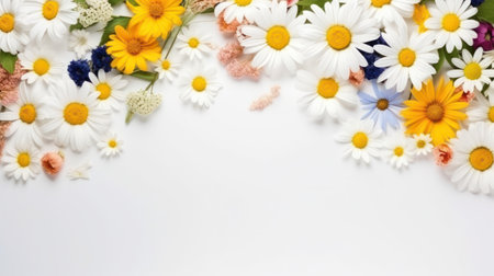 summer flowers background with copy spaceの素材