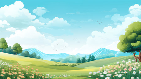 spring field background with copy spaceの素材