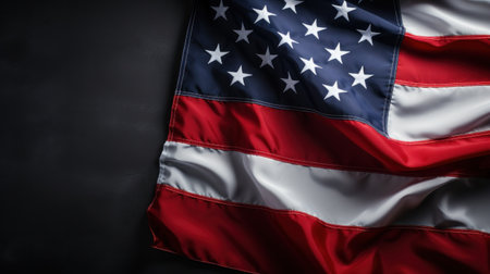 USA flag against black background with copy spaceの素材