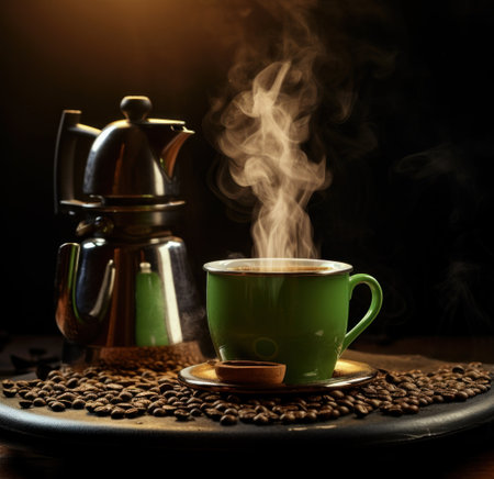 hot coffee in a coffee potの素材