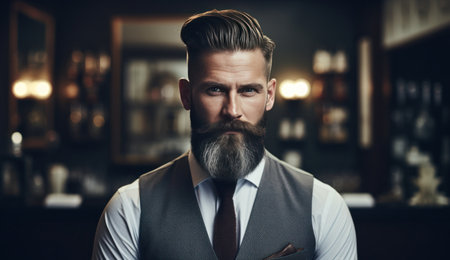 a bearded gentleman in a barber shopの素材
