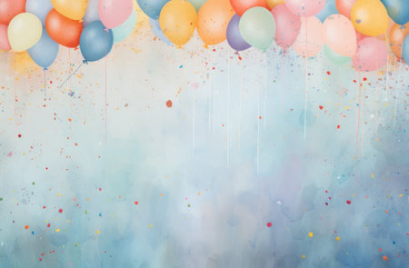 colorful backdrop with party supplies,の素材