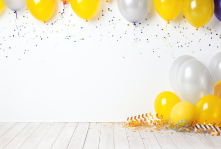 colorful backdrop with party supplies,の素材