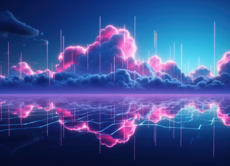 neon clouds neon neon background wallpaper pink sky light reflection,の素材