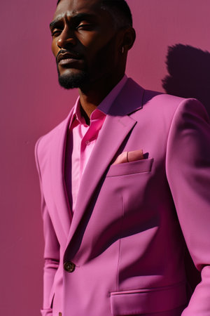 man with pink suitsの素材