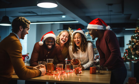 group women toasting christmas in christmas fashion,の素材