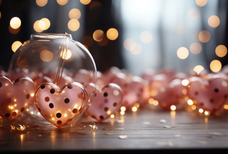 a blurred image with some pink hearts,の素材