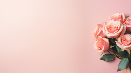 rose flower on pastel background with copy spaceの素材