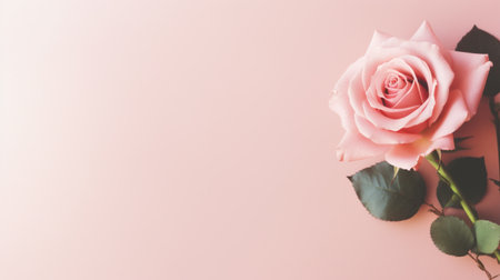 rose flower on pastel background with copy spaceの素材