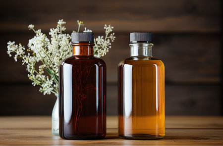 two small bottles of body soap,の素材