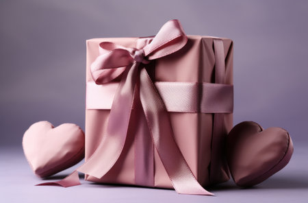 valentine gift with heart and lettering on a pink,の素材