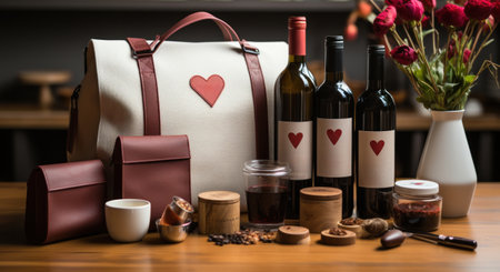 valentine's day wine and gifts,の素材