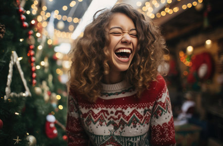 a young girl is laughing for the camera.の素材