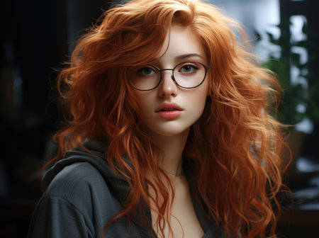 an attractive beautiful woman in glasses.の素材