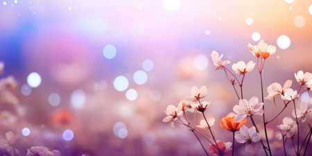 an abstract spring background, full of colorful flowers.の素材