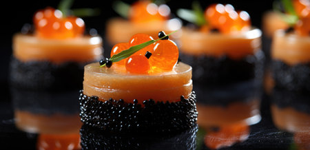 caviar on tap at with caviar on a side,.の素材