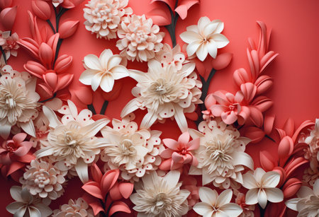 Chinese new year, paper hyacinth, pink red background.の素材