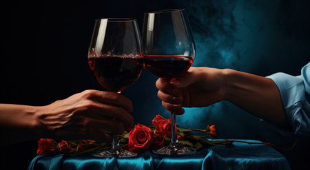 couples toasting a glass of wine.の素材
