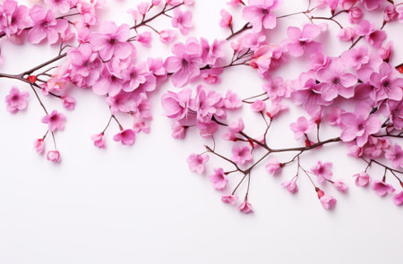 pink lilac flowers on a white background.の素材