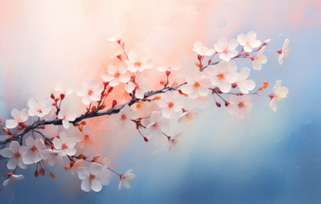 the cherry blossoms are bright and delicate,.の素材