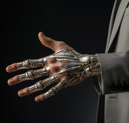 an artificial intelligence hand with clean on it.の素材
