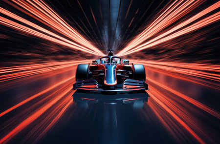 racing car on a track with light and traffic.の素材