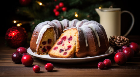 christmas bundt and cranberry cake.の素材