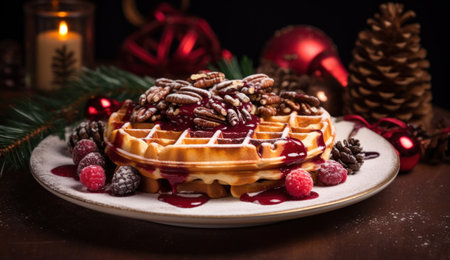 christmas waffle in city.の素材