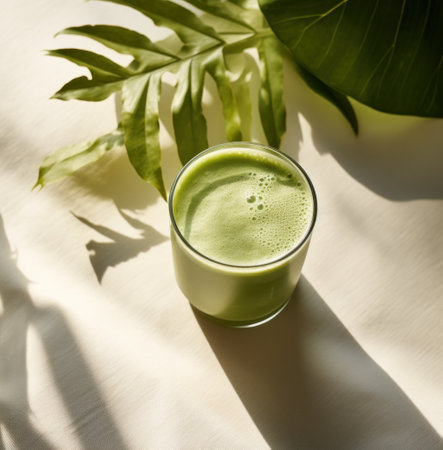 green matcha smoothie on the white.の素材