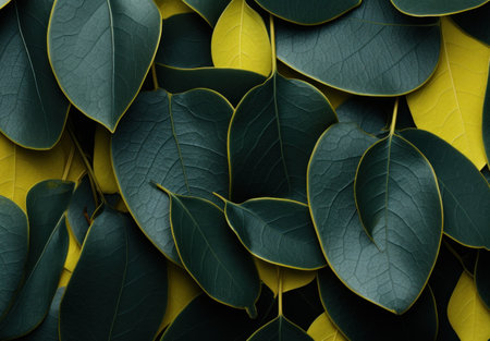eucalyptus background with yellow leaf.の素材