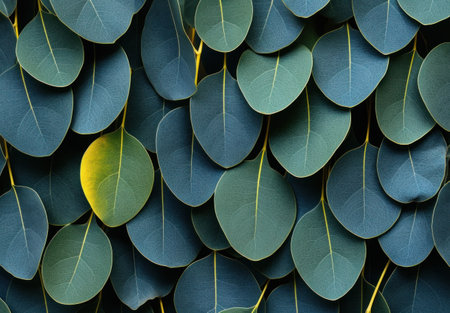 eucalyptus background with yellow leaf.の素材