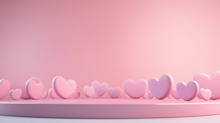 pink pastel valentines day background with copy space and wedding golden rings.の素材