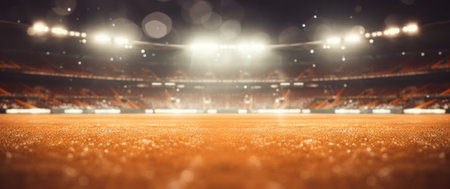 baseball stadium at night light blurrred.の素材