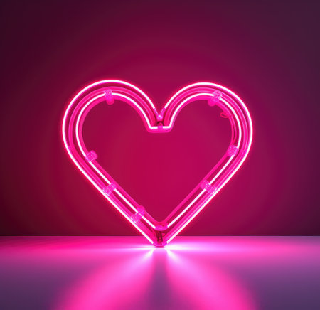 a neo heart sign is lit up on a pink background.の素材