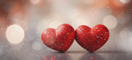 red heart balloons falling against a red backdrop.の素材