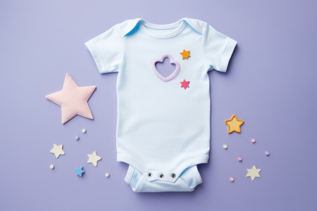 a baby one piece on a blue background.の素材