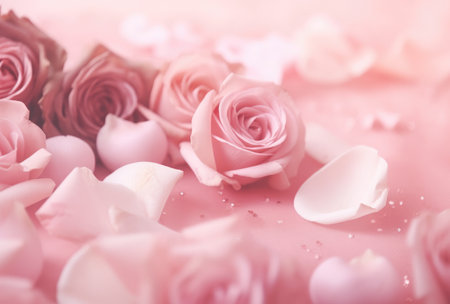 pink, floral, and chocolate covered rose petals.の素材