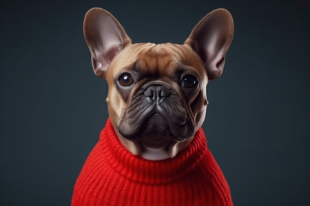 french bulldog in red sweater,.の素材
