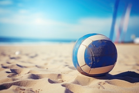 volleyball ball on sand beach.の素材