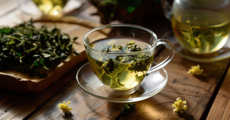 drink more than tease green tea.の素材
