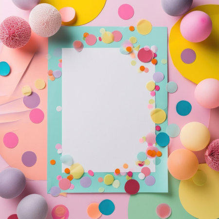 colorful birthday background with white paper surrounded.の素材