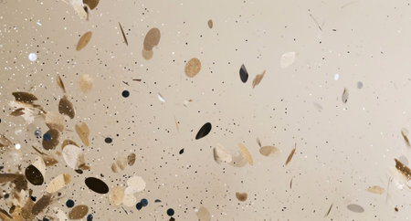 confetti, gold bottles, silver stars, and paper confetti.の素材