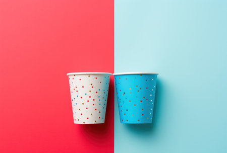 paper cups with stars hung around them.の素材