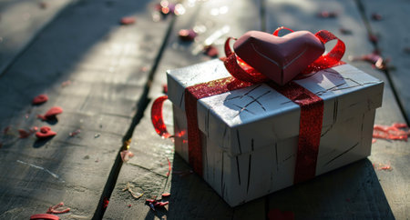 a present box with a heart on it.の素材