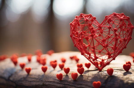 a heart made of red wood and red hearts lov.の素材